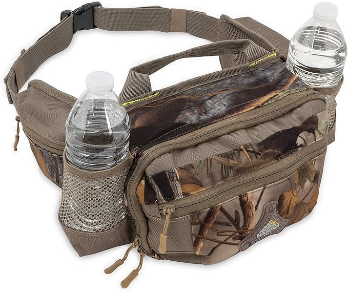 North Mountain Gear Camouflage Fanny Pack Lightweight Waterproof Military Hunting Climbing Camping Accessories (Woodland Brown)