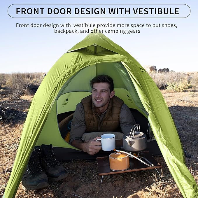 Naturehike Cloud-Up 1 Person Tent, Lightweight Backpacking Tents for One Man, Waterproof Ultralight One Person Tent for Camping Hiking Backpacking