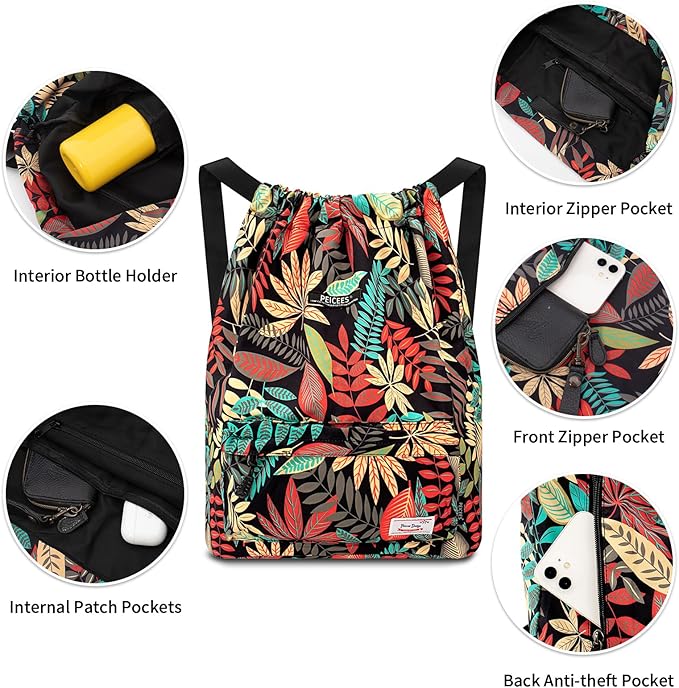 Peicees Waterproof Drawstring Sport Bag Lightweight Sackpack Backpack for Men and Women