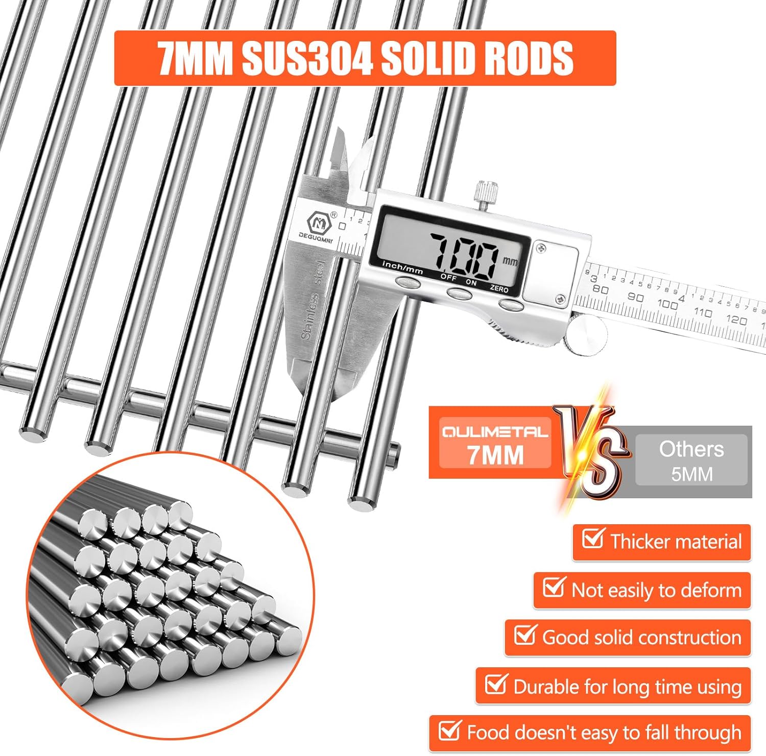 QuliMetal Upgraded SUS304 15.3" Flavorizer Bars & 17.5" Grates for Weber Spirit 200 Series (Front-Mounted Control), Spirit II E-210 Gas Grills Replacement, Grill Parts for Weber GS4 Spirit 7635 7637