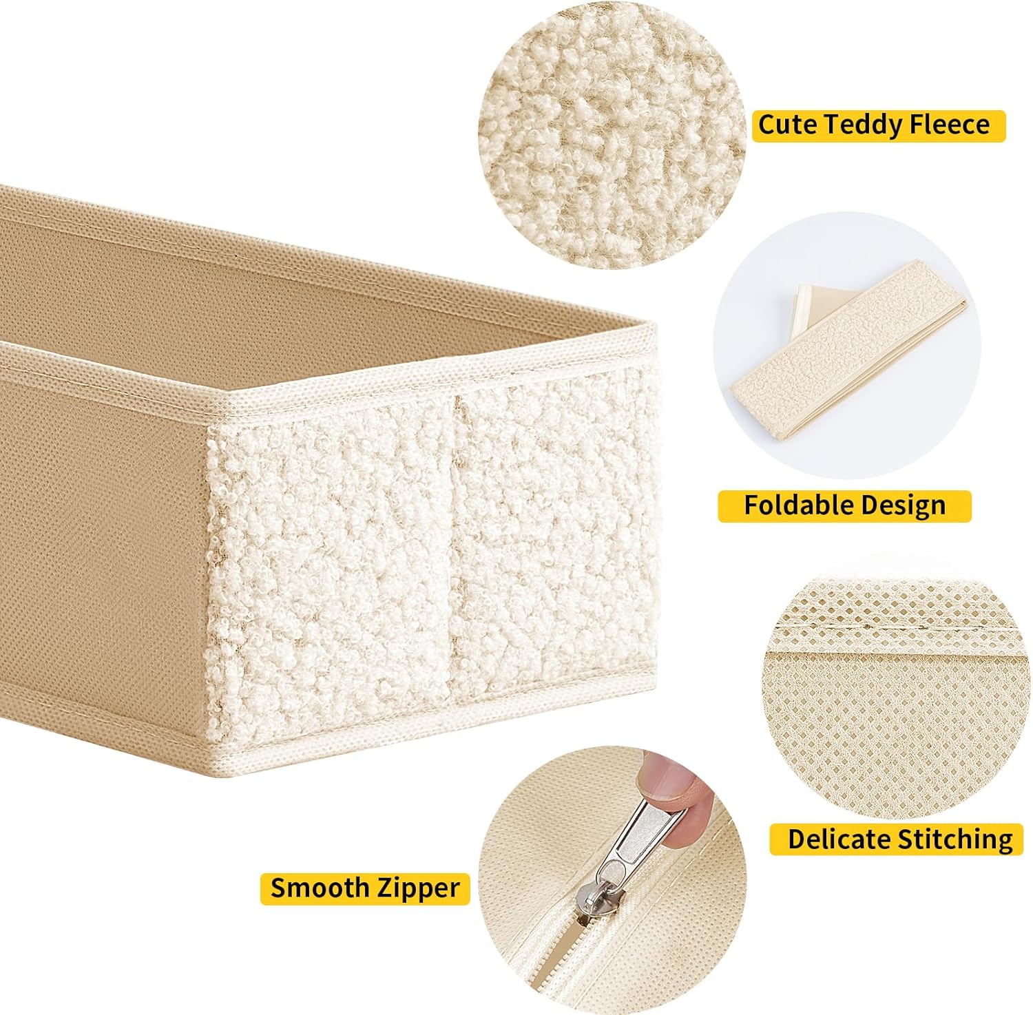 Drawer Organizer Clothes - 18 Pack Dresser Organizer for Nursery, Foldable Sock Underwear Organizer, Baby Drawer Organizer, Small Fabric Storage Bins for Dresser Drawer, Beige