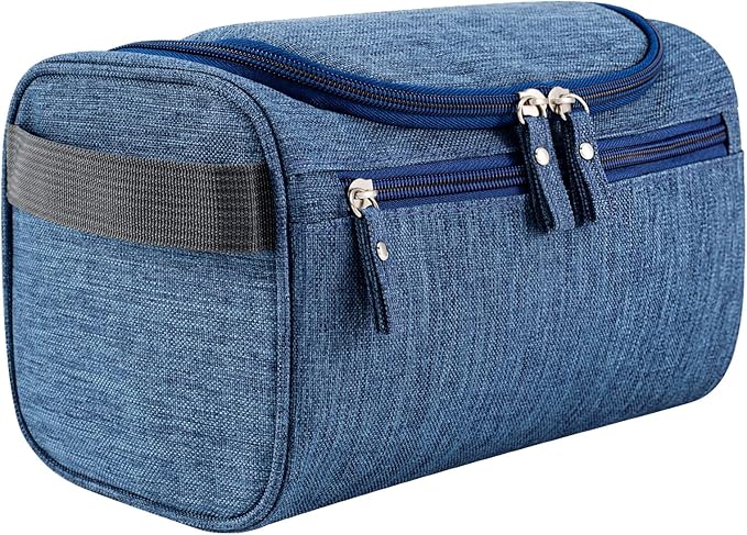 Hanging Toiletry Bag for Women and Men Traveling Makeup Large Capacity Cosmetics Portable Dopp Kit Storage Organizer Bag with Hanging Hook for Toiletries Brushes (Frosted Navy)