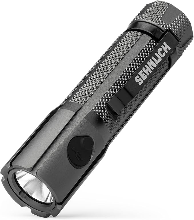 LED Rechargeable Flashlight - Super Bright 1250 High Lumens Flashlight, Waterproof IP68 Small Compact Pocket Tactical Flashlight for Home, Emergency, Rescue, Camping, Gifts for Men Platinum Grey