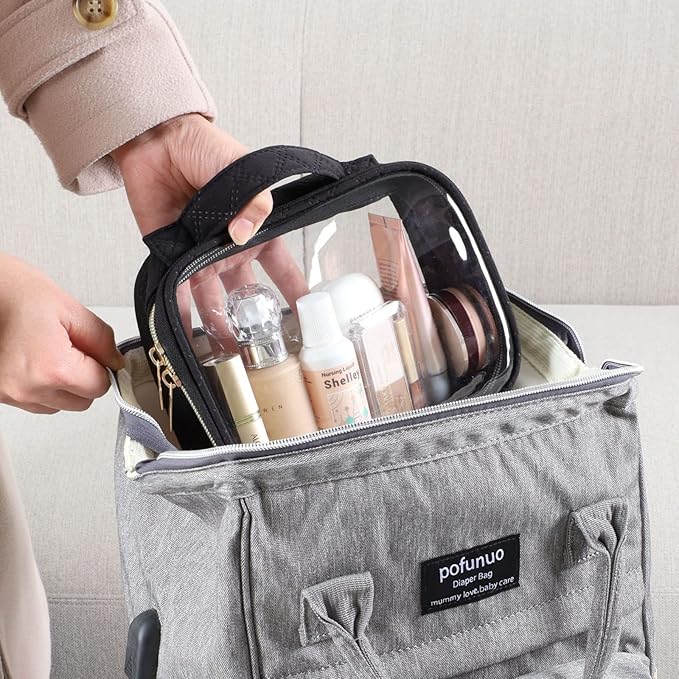 PACKISM TSA Approved Toiletry Bag, 3 Pack Clear Makeup Bags with Handle Large Opening, Clear Toiletry Bags Fit Carry-on Travel Essentials, Quart-sized Travel Bags for Toiletries, Black