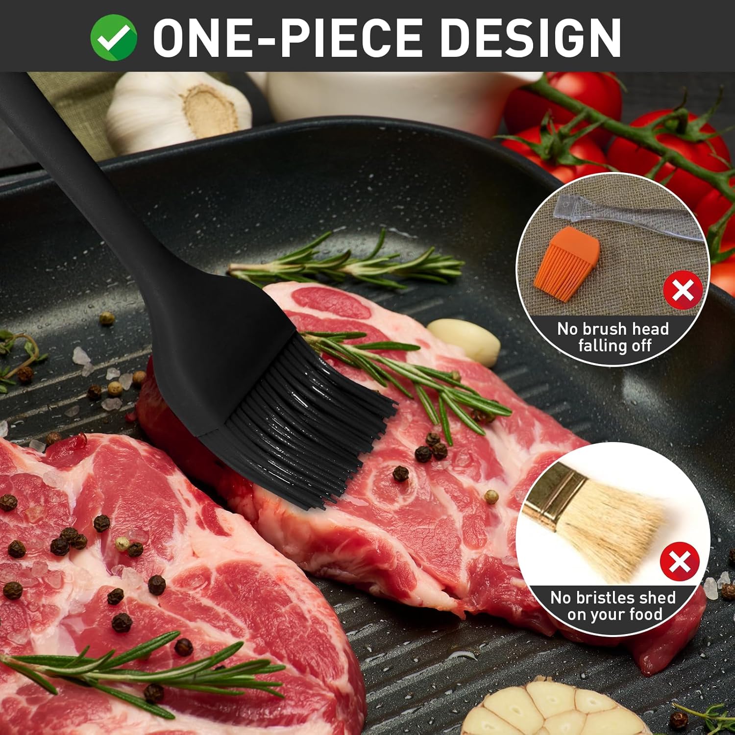 Pastry Brush-Begonia Silicone Basting Brush for Cooking,2pcs 10+8 in Heat Resistant Food Brushes for Baking, Grilling, Cooking and Spreading Oil (Black)