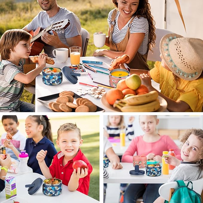 12oz Kids Soup Thermo for Hot Food Insulated Vacuum Food Jar with Buckle Lid, Stainless Steel Wide Mouth Leak Proof Lunch Container for School Travel 1 Pack