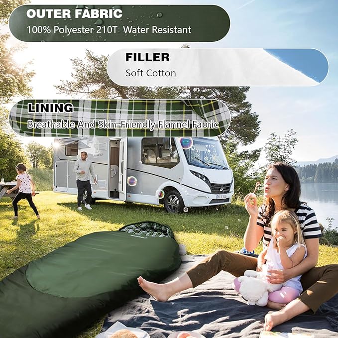 Cold Weather Mummy Sleeping Bag Flannel 0 Degree Winter Sleeping Bag Machine Washable Heavy Duty for Adults,Teenager with Compression Sack 4 Seasons for Camping Hiking Traveling