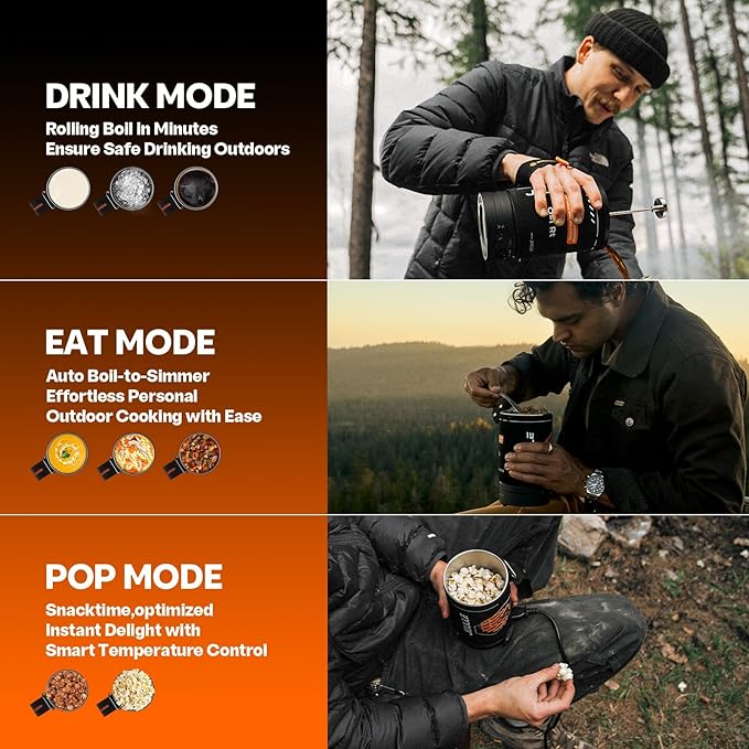 Joulle Kettle Pot, 500 W Electric Camping Stove, 3 Mode Portable Tea Kettle, Small Travel Water Boiler, Versatile Outdoor Cooking Gear for Car Camping, Vanlife, Overland, Ev Tripe