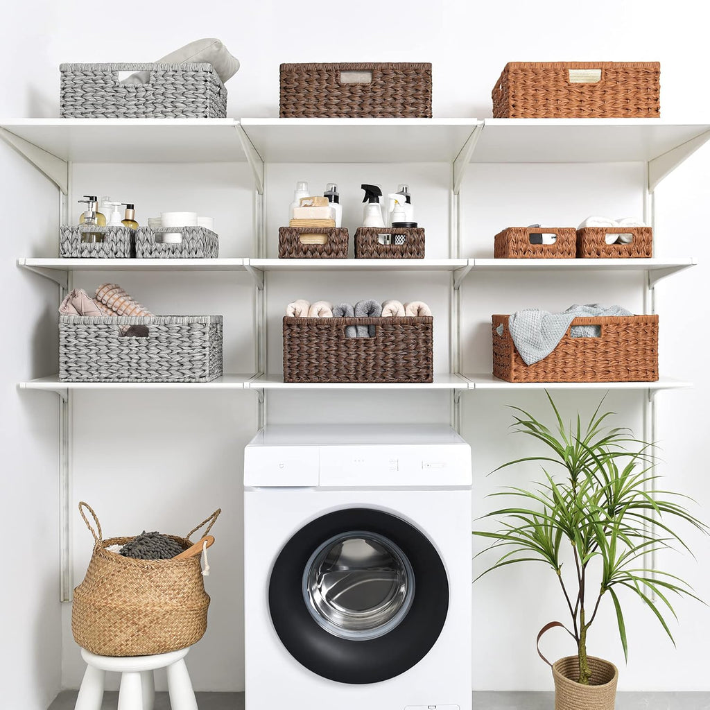 GRANNY SAYS Large Wicker Basket, Decorative Woven Basket for Storage, Waterproof Storage Basket Organizer, Wicker Storage Basket for Organizing, Brown Basket, 1-Pack