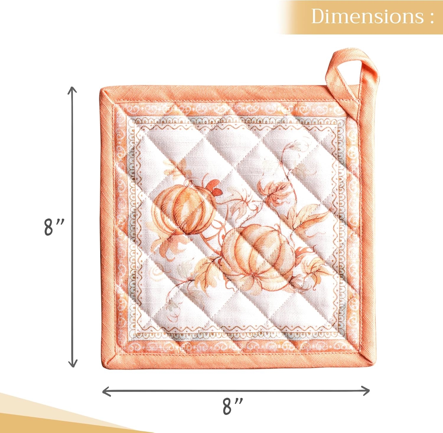 Maison d' Hermine Pot Holders 100% Cotton Heat Resistant Potholders 8" x 8" Hot Pads with Loop BBQ, Cooking, Baking, Grilling, Kitchen, Handling Hot Pans (Pack of 1, Giving Thanks)