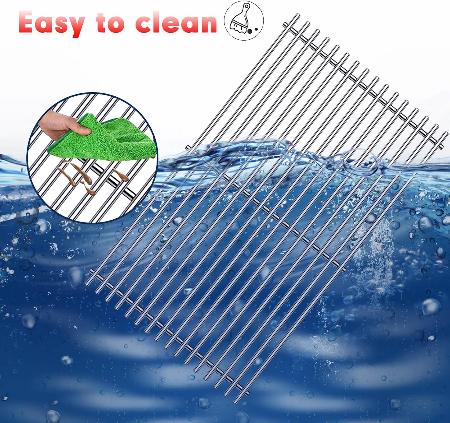 Grill Grates Flavorizer Bars Parts for Weber Genesis II E-410, S-410, Genesis II LX E-440, S-440, Weber 66089, 66097, 66041, 66033, 66796, Stainless Steel Porcelain Grids Heat Plate Deflectors