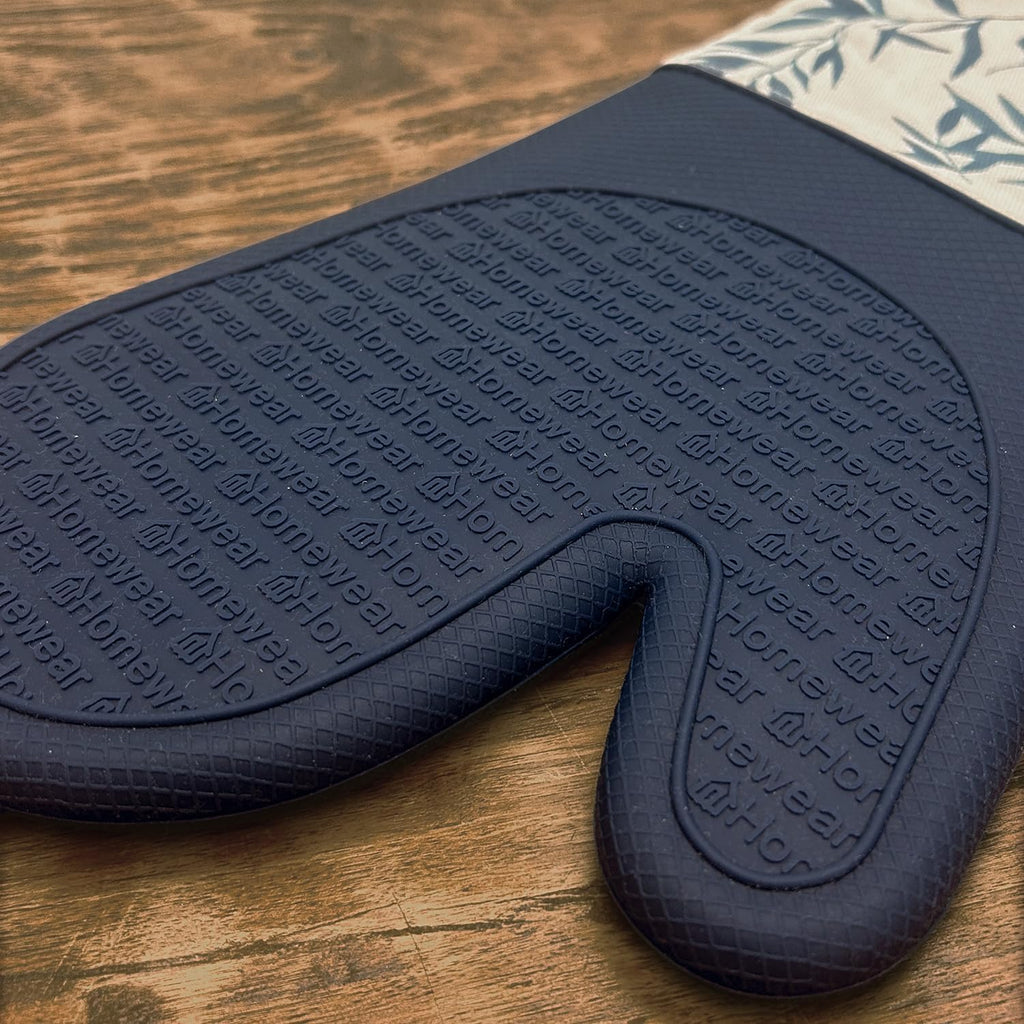 Delaney Silicone Oven Mitts Set - Extra Long, Heat Resistant Kitchen Gloves, Non-Slip Holders for BBQ, Baking, Cooking Essentials, Indigo Vines, Kitchen Decor, Oven Gloves, New Home Gifts