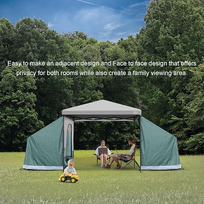 KAMPKEEPER Side Tent,Camping Tent for 10' x 10' Pop Up Canopy, Easy Set Up Gazebo,Compatible with 10' Wide Canopy Tents (Green)