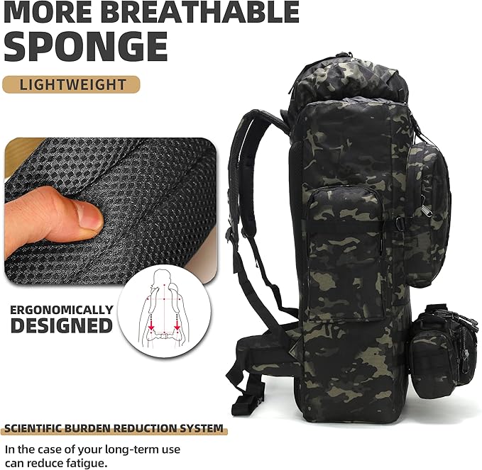 100L Camping Hiking Backpack,Molle military Tactical rucksack backpack,Waterproof Lightweight Hiking Backpack