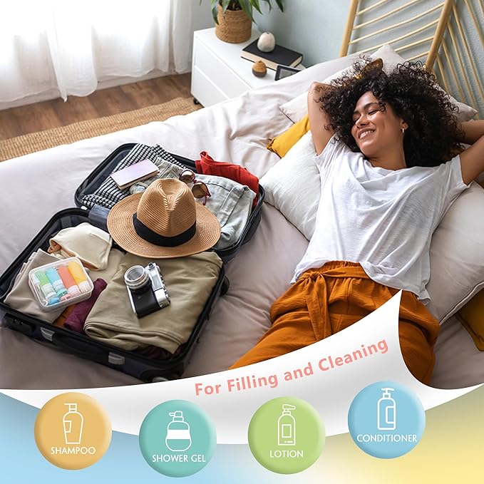 18 Pcs Travel Size Toiletries Set,Leak Proof Squeezable Silicone Bottles for Shampoo and Conditioner,TSA Approved Travel Essentials Accessories,White Pack