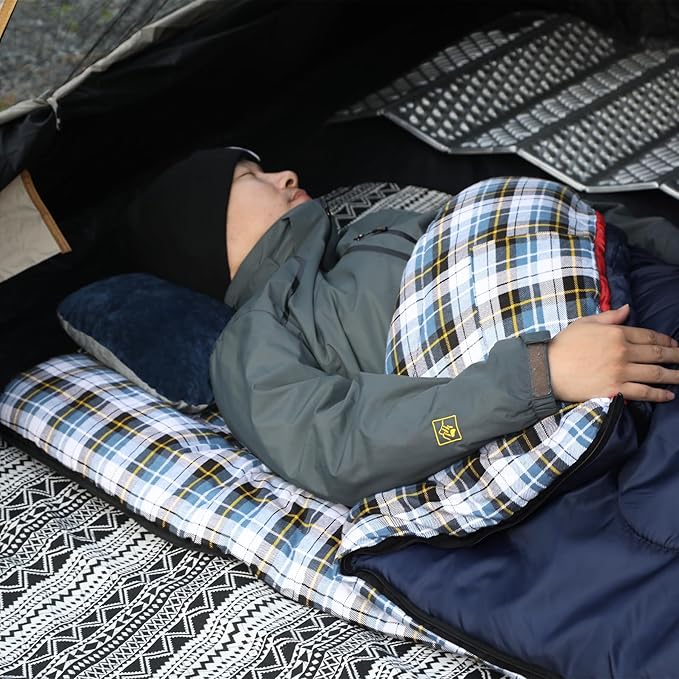 REDCAMP Cotton Flannel Sleeping Bag for Camping Backpacking, Adults Cold Weather Envelope Sleeping Bags with 2/3/4lbs Filling