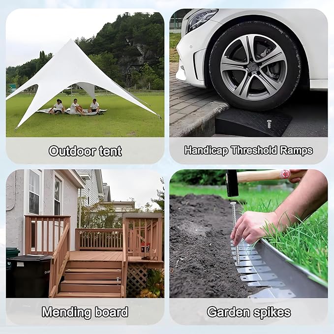 VVOKGO 16 Inch Rebar Stakes 1/2 Inch Diameter Galvanized Steel Ground Anchors Heavy Duty，Metal Asphalt Anchoring Spikes for Speed Bump, Handicap Threshold Ramps，Parking Limits Curb and Tent (24 Pack)