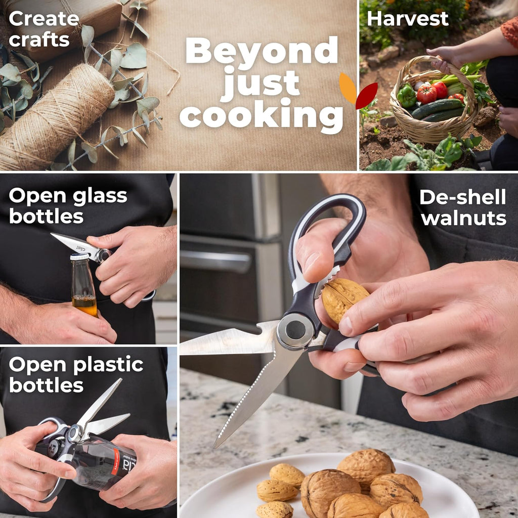 Kitchen Shears by Gidli - Liftime Replacement Warranty* - Includes Seafood Scissors As a Bonus - Heavy Duty Utility Stainless Steel All Purpose Ultra Sharp Scissors for Food/Cooking