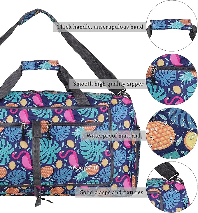 Woogwin Travel Duffel Bag Large Foldable Waterproof Overnight Bag for Beach Swim Bags Pool Sports Gym