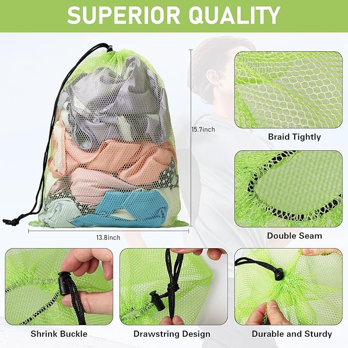 Durable Delicate 10/20/40/60/100PCS Mesh Laundry Bag - Multicolor Nylon Mesh Bag - Locking Closure - For College, Gym, Yoga, Sport