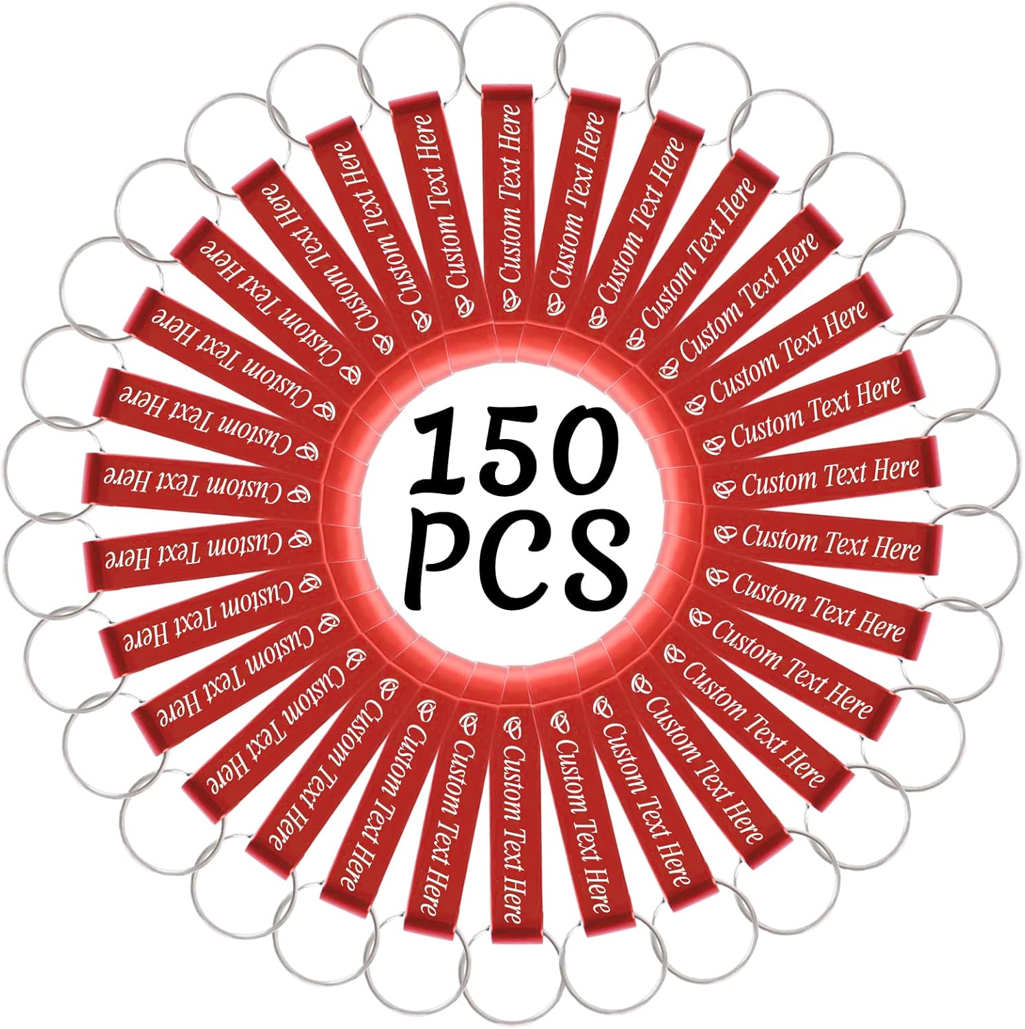 150PCS Personalized Bottle Opener Keychain Bulk Custom Beer Bottle Opener with Logo Text Engraved Wedding Bottle Opener Favors Customized Gifts for Guests Baby Shower Birthday Party-Red