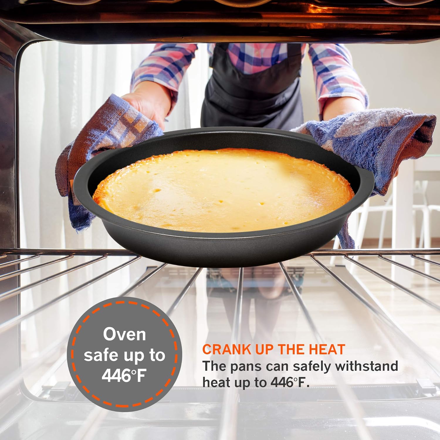 Perlli Baking Set 6 Nonstick Carbon Steel Oven Safe Gray PTFE PFOA Free Bakeware - Cookie Sheet, 2 Rounds, 12 Cup Muffin Pan, Roaster & Loaf Pan