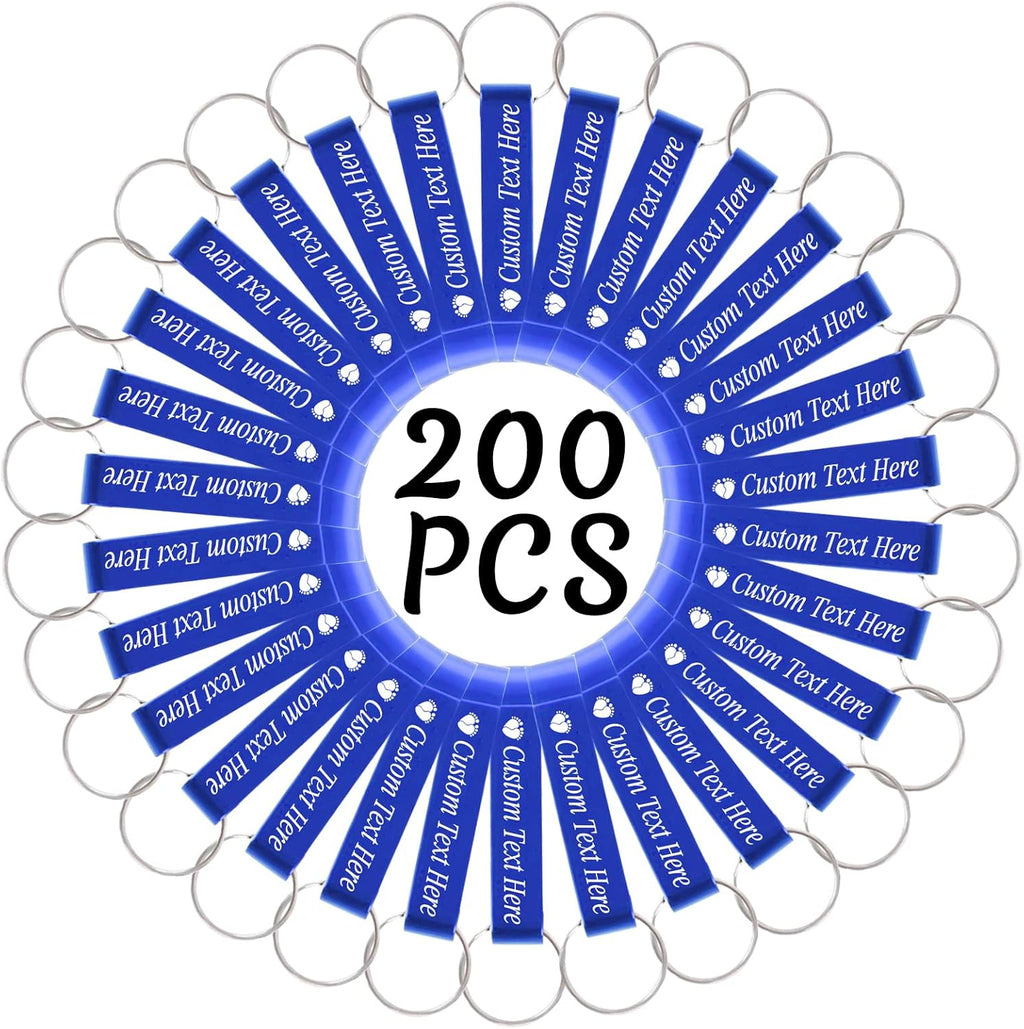 200PCS Personalized Bottle Opener Keychain Bulk Custom Beer Bottle Opener with Logo Text Engraved Wedding Bottle Opener Favors Customized Gifts for Guests Baby Shower Birthday Party-Blue