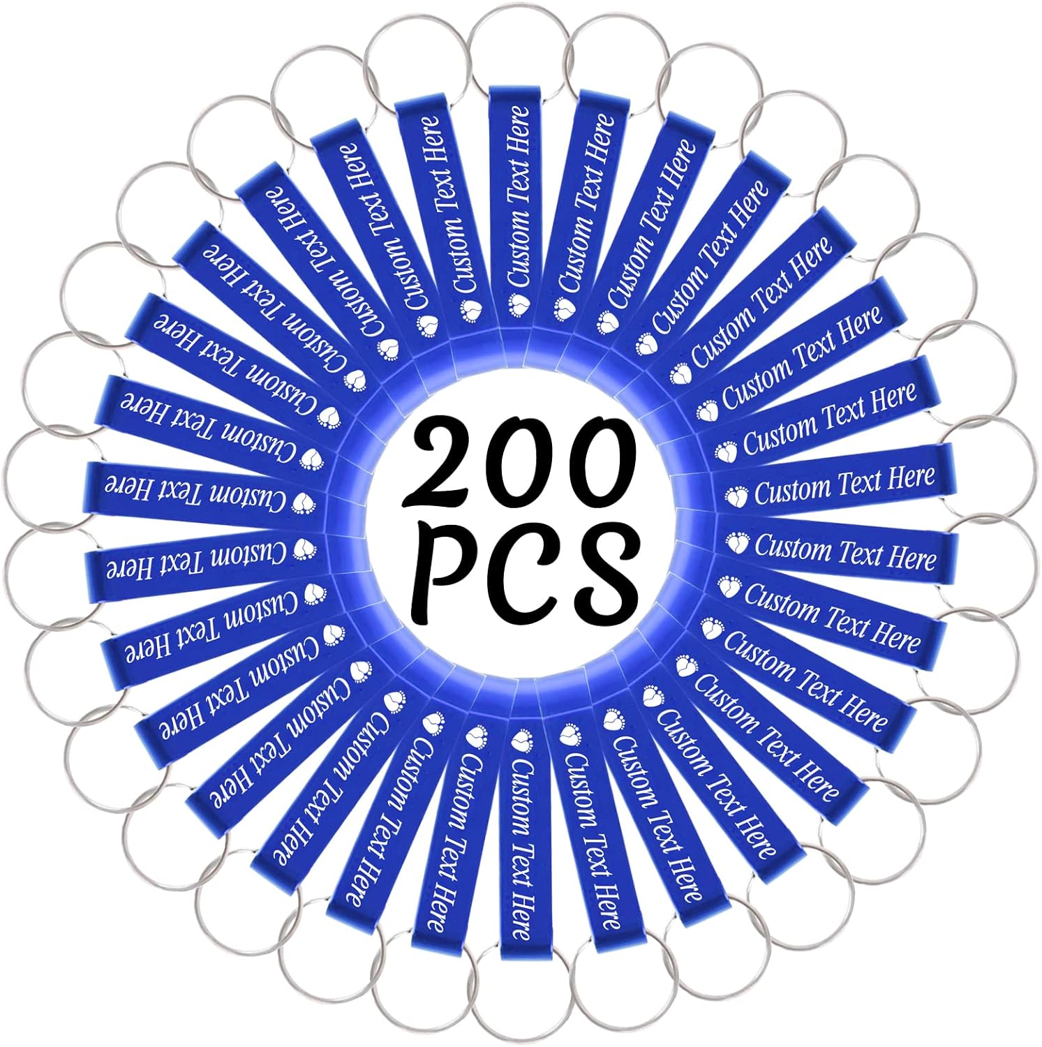 200PCS Personalized Bottle Opener Keychain Bulk Custom Beer Bottle Opener with Logo Text Engraved Wedding Bottle Opener Favors Customized Gifts for Guests Baby Shower Birthday Party-Blue