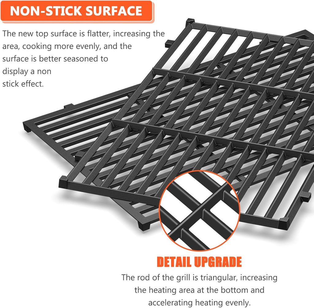 Genesis Grill Parts for Weber Genesis 300 Grills with Front Control Knob, Genesis E310 S310 E/S320 E/S330, Grill Grates 7524 7528, Flavorizer Bars & Heat Deflectors for Weber 7621 7620 65505