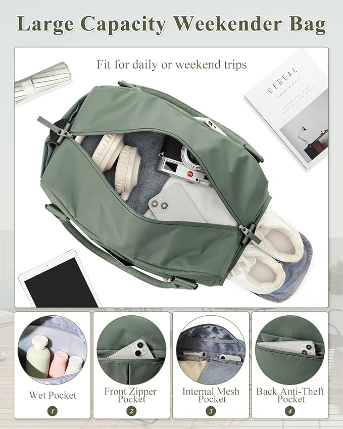 Gym Bag Womens,Travel Duffel Carry on Bag Sport Tote Bag Weekend Overnight Bag