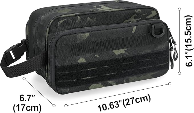 Tactical Toiletry Travel Bag for Men, Dopp Kit Shaving Organizer Case for Toiletries, Shower and Grooming Care Accessories, Camo(Empty Bag Only, Patent Design)