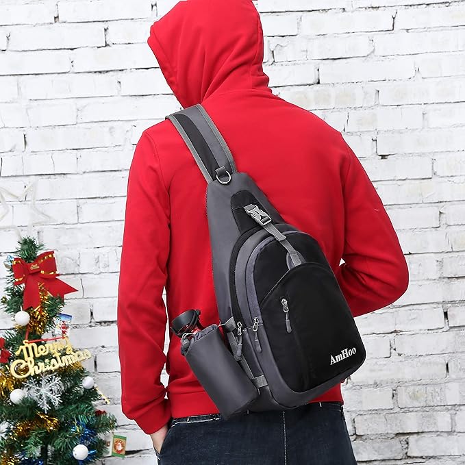 AmHoo Sling Backpack Chest Shoudler Crossbody Bag Water Resistant Hiking Daypack