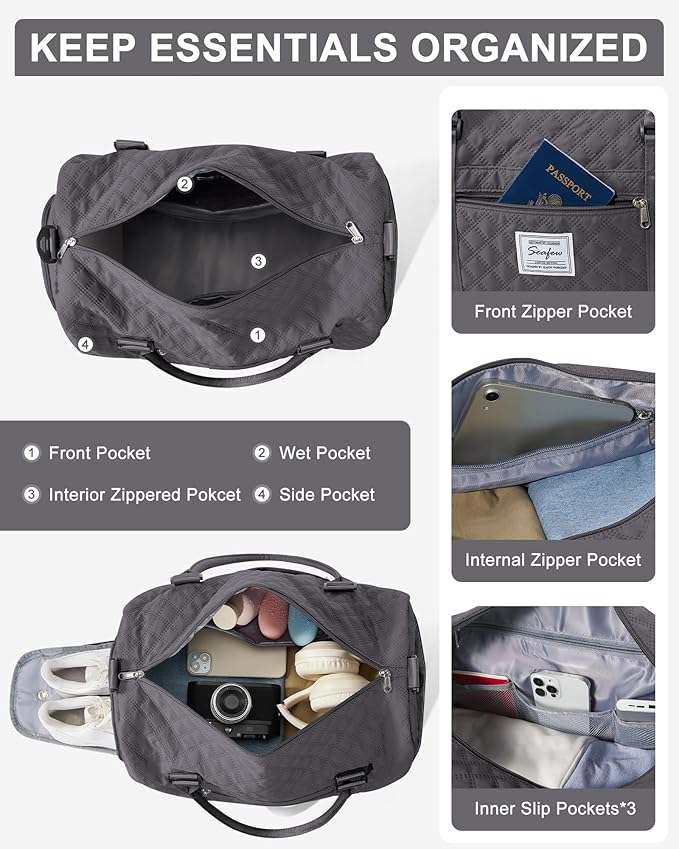 Gym Bag Womens,Travel Duffel Carry on Bag Sport Tote Bag Weekend Overnight Bag