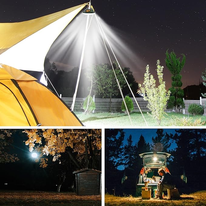 2pcs 10000mAh Rechargeable 3000LM Tent Light Camping Light, 6500K 24Hours Long Play Time , Outdoor Night Market Light Night Fishing Light Emergency Lights for Hurricane Tsunami disasters (Green)