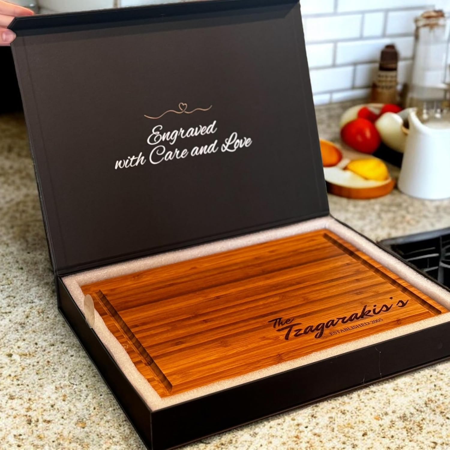 Handmade Personalized Cutting Board - Unique Wedding, New Home, and Bridal Shower Gifts - Christmas Gifts - Engraved Charcuterie Boards - Bamboo Cheese Board