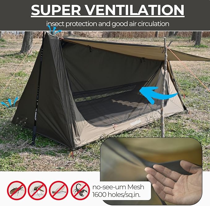 onewind Ultralight One Person Bivy Tent, Backpacking Tent for Single Person Waterproof Silnylon Lightweight for Camping Backpacking Hiking, NO Trekking Pole