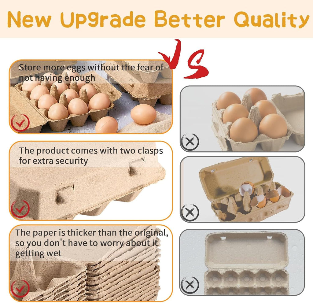 25 Pack Egg Cartons,3x4 Style Holds Chicken Egg Cartons Made from Recycled Cardboard
