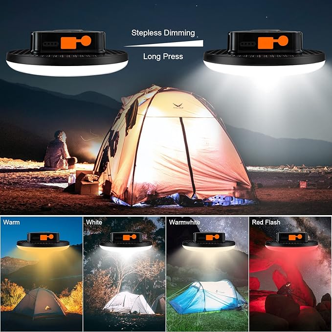 16500mAh 3000LM 4Color Flashlight Portable LED Camping Lantern Rechargeable Light 60W with Magnet, IP65 Waterproof Tent Light Power Failure Emergency Survival Kits (60W Pro)