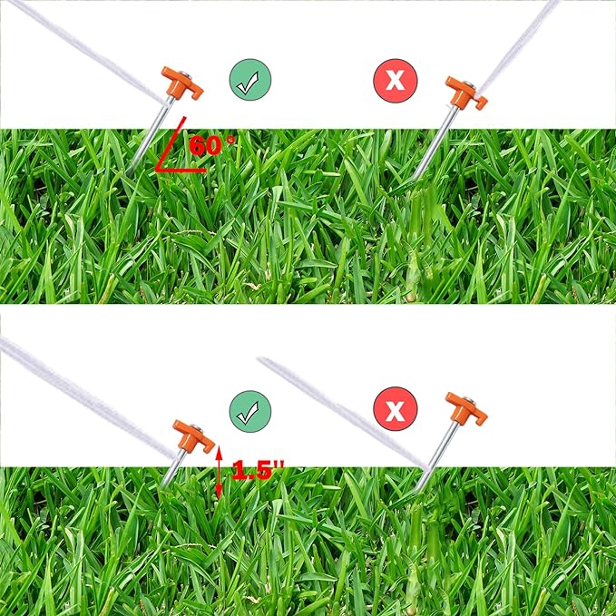 Cheardia 20 Pack Tent Stakes Heavy Duty, 10.25 Inch Yard Stakes Non-Rust Metal Tent Pegs Ground Stakes Tent Spikes for Camping Patio, Garden, Canopies, Grassland, Outdoor, Orange