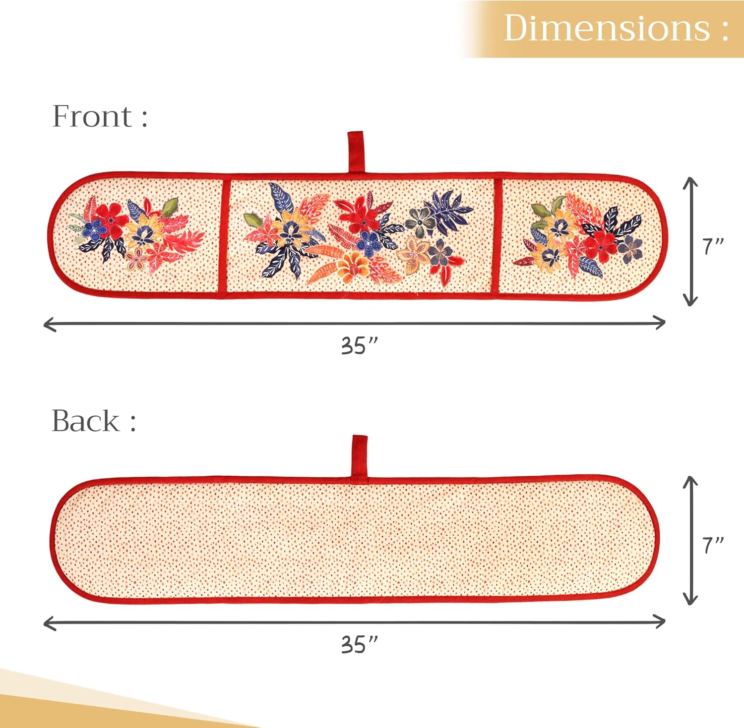 Maison d' Hermine Double Oven Mitts 100% Cotton 7"x35" Double Oven Mitt Heat Resistant BBQ Cooking Gloves with Loop, Baking, Grilling, Home, Kitchen, Handling Hot Pans (Kalahari)