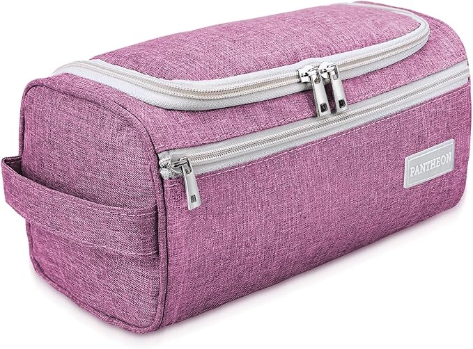 Pantheon Men's Toiletry Bag - Travel Toiletry Bag Wash Bag Hanging Dopp Kit Shaving Kit for Bathroom Shower - Mens Travel Bag Hanging Toiletry Organizer Toiletry Kit for Traveling (Pink)