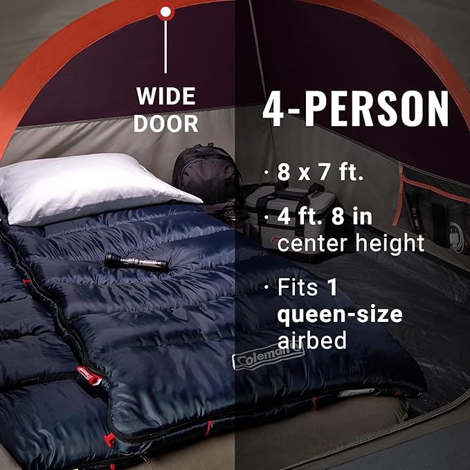 Coleman Skydome Series Camping Tent Weatherproof Tent Includes Pre-Attached Poles Rainfly Carry Bag and Unique Pattern Sets up in 5 Minutes
