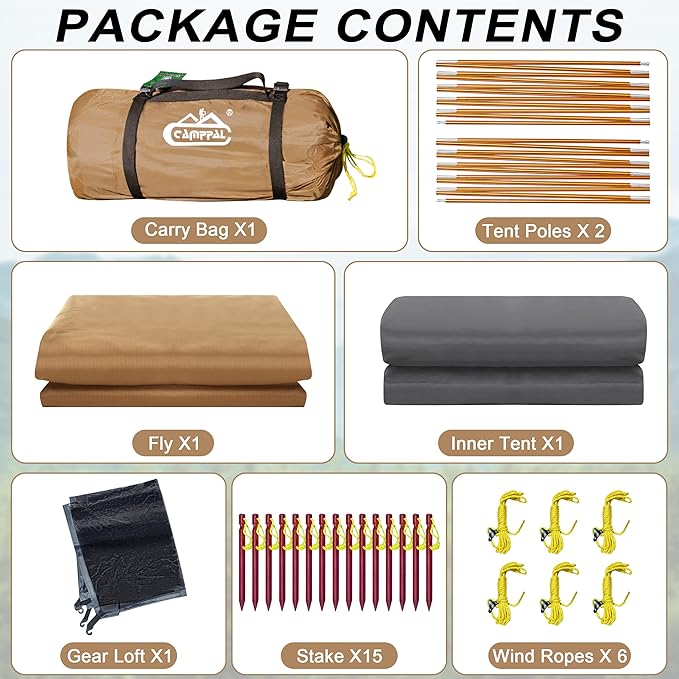 2-3 Person Tent - Waterproof Windproof 4 Season Tent for Backpacking, Hiking, Hunting, Motorcycling & Biking