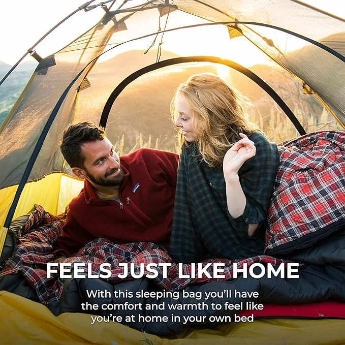 Teton Mammoth Queen Size Double Sleeping Bag- A Warm Bag The Whole Family can Enjoy – Great for Camping, Hunting and Base Camp. Compression Sack Included