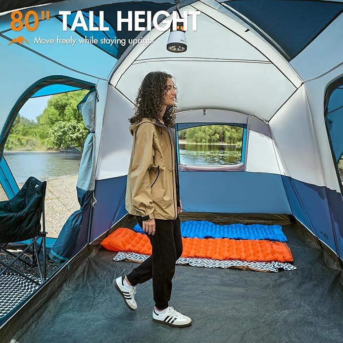 PORTAL 6/8/10 Person Family Camping Tent with Screen Room, Water Resistant Big Tunnel Tent with Rainfly, Large Family Tent for Outdoor Camping, Party