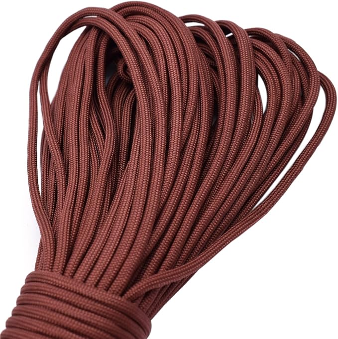 100ft Type III 7 Strand Core Paracord 550 Parachute (15# Brown)