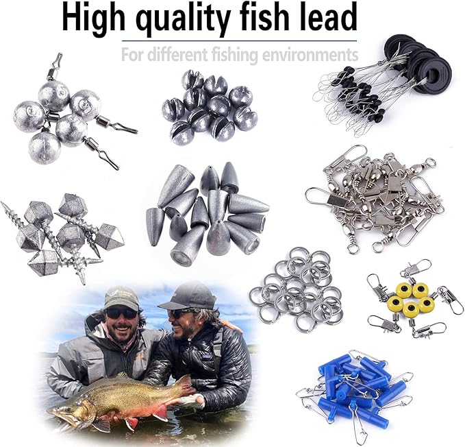 TOPFORT 187/343pcs Fishing Accessories Kit, Organized Fishing Tackle Box with Tackle Included, Fishing Hooks, Fishing Weights Sinkers, Fishing Gear and Equipment, Fishing Gift for Men