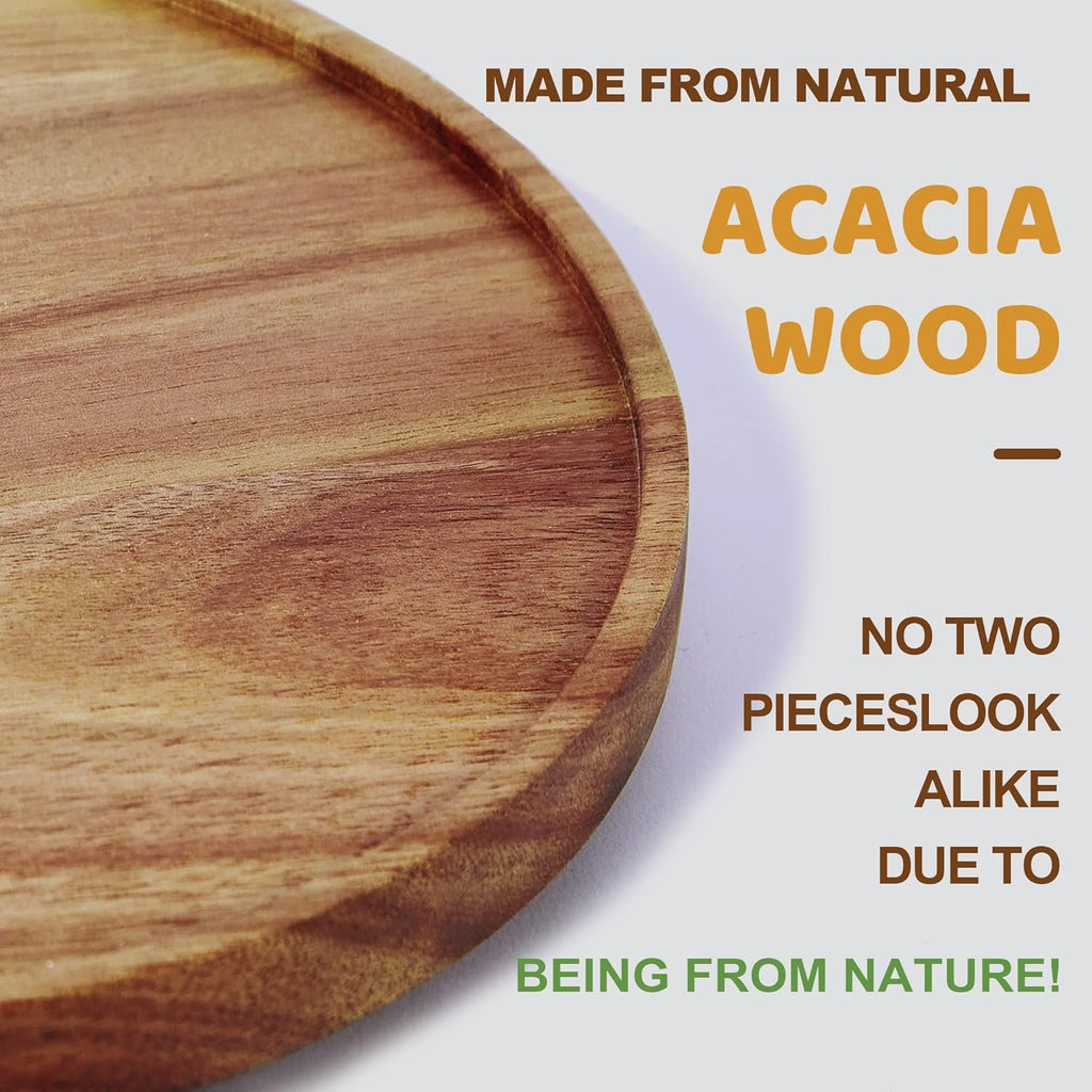 12-inch Acacia Wood Lazy Susan Organizers, ACIAZAAZ Lazy Susan Turntable for Cabinet, Kitchen Turntable Storage for Table, Countertop, Pantry