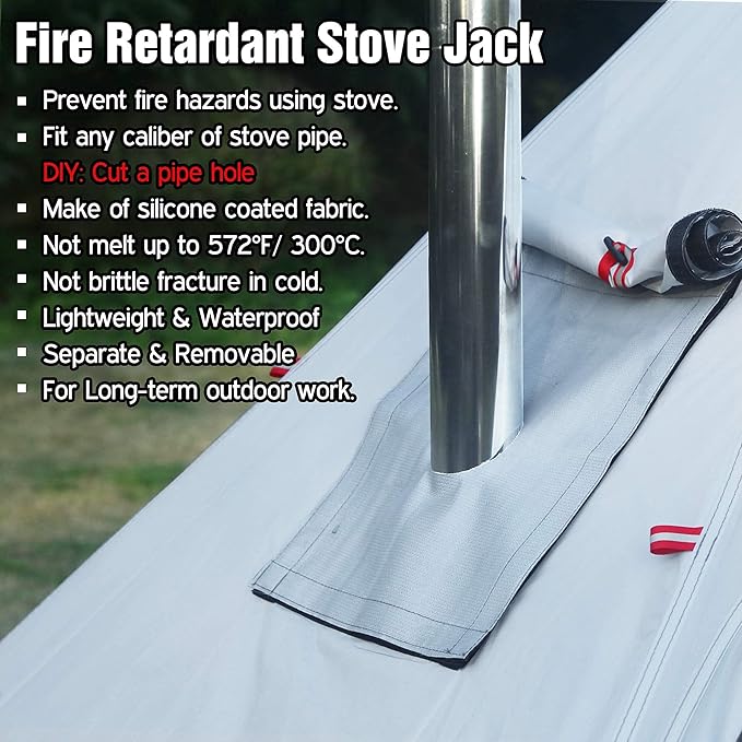 PRESELF 3 Person Lightweight Tipi Hot Tent with Fire Retardant Flue Pipes Window Teepee Tents for Family Team Outdoor Backpacking Camping Hiking