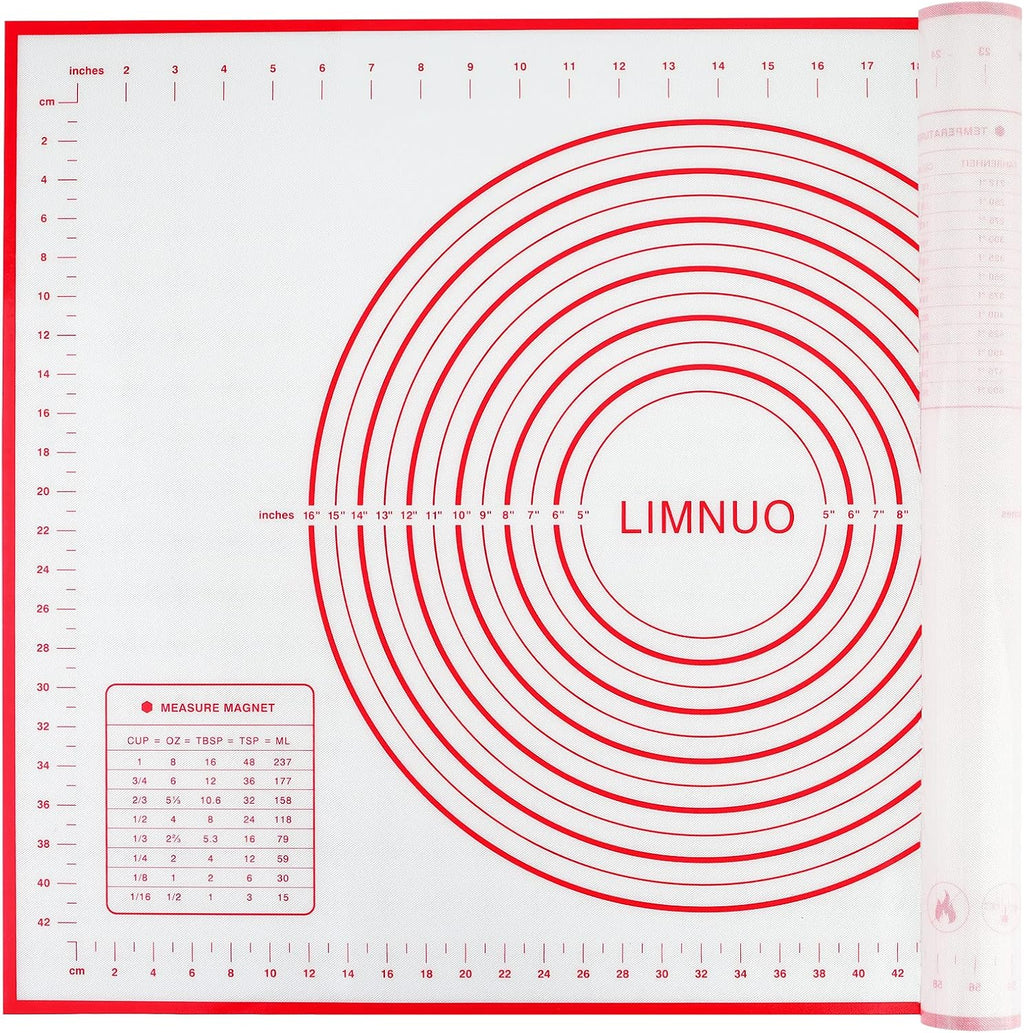 Silicone Baking Mat，Non Stick Rolling Dough with Measurements for Pie Pizza Cookies Fondant Making，Extra Thick Non Slip Silicone Pastry Mat